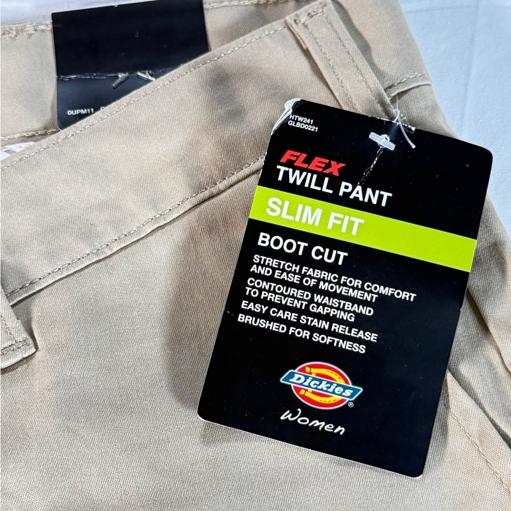 Dickies NWT Women's Flex Slim Fit Twill Pants in Tan 24 regular - Picture 2 of 5
